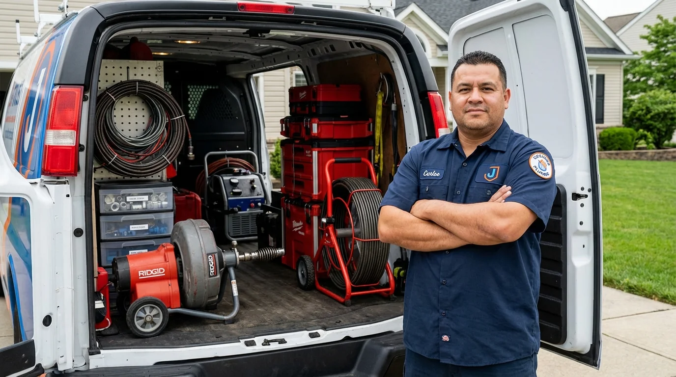 Professional drain cleaning equipment and Johns Plumbing LLC plumber in Terre Hill