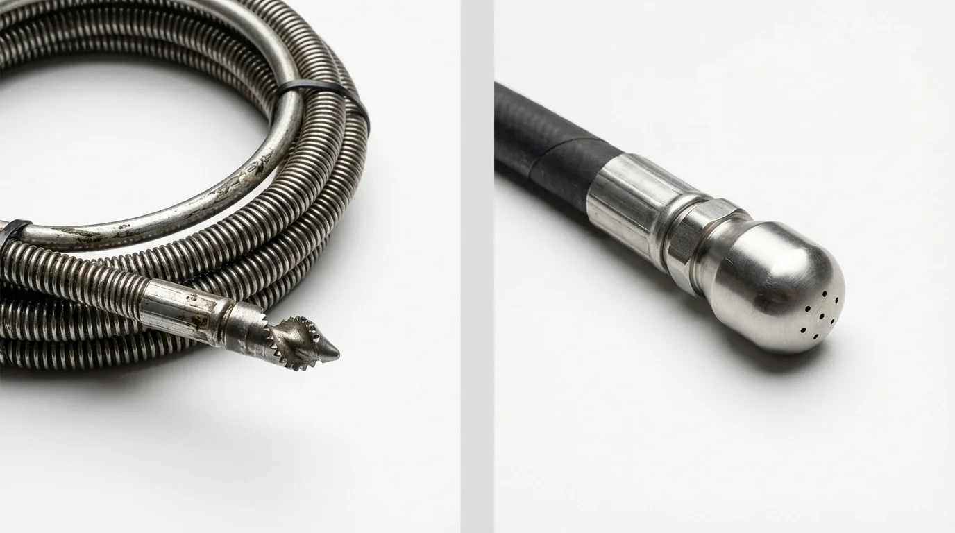 Drain snake cable and hydro jetting nozzle used for drain cleaning in Terre Hill, PA