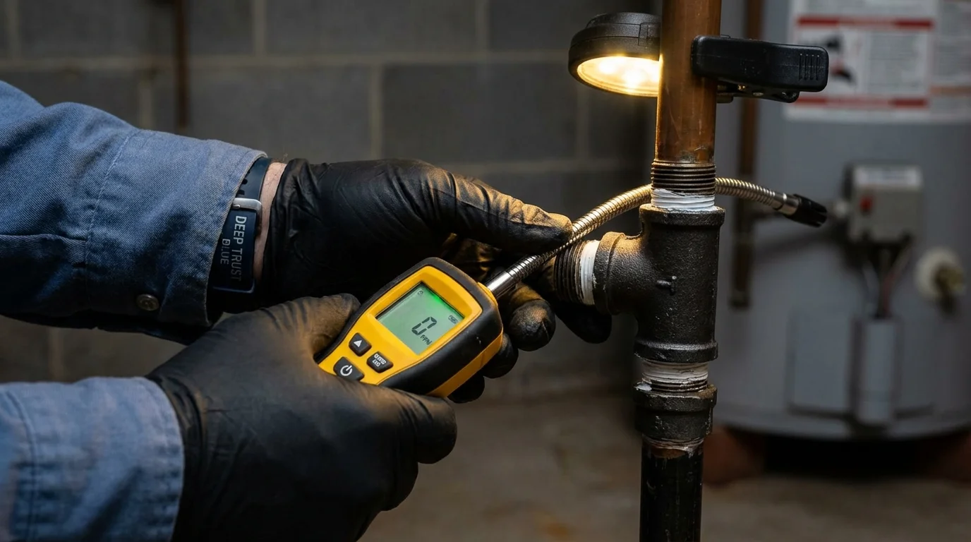 Gas leak detection with electronic sniffer by Johns Plumbing LLC in Terre Hill