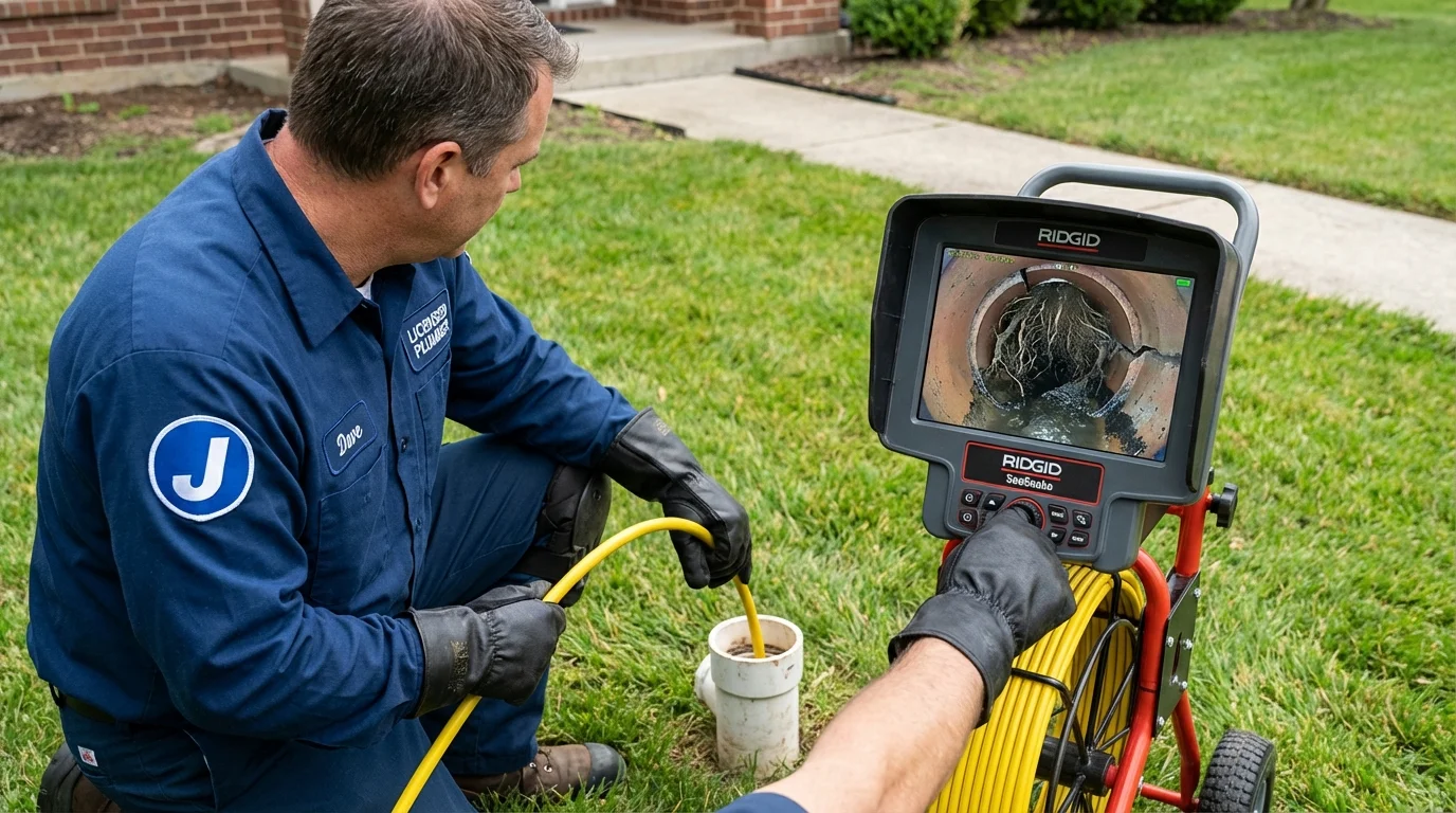 Sewer camera inspection being performed by Johns Plumbing LLC in Terre Hill
