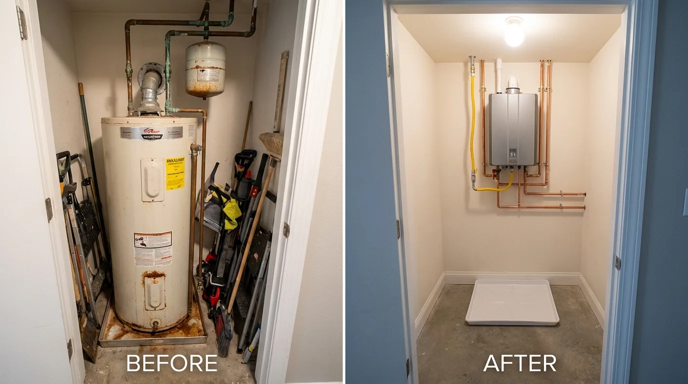 Tank water heater versus wall-mounted tankless unit comparison for Terre Hill, PA homeowners
